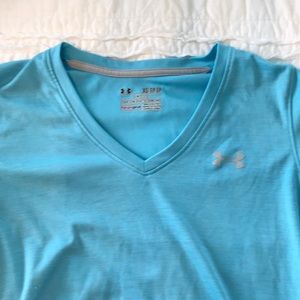 Blue and silver under armour workout top